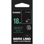（まとめ） カシオ CASIO ネームランド NAME LAND スタンダードテープ 18mm×8m 黒／銀文字 XR-18BKS 1個 【×4セット】