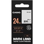 （まとめ） カシオ CASIO ネームランド NAME LAND スタンダードテープ 24mm×8m 透明／黒文字 XR-24X 1個 【×4セット】