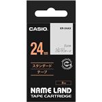 （まとめ） カシオ CASIO ネームランド NAME LAND スタンダードテープ 24mm×8m 透明／白文字 XR-24AX 1個 【×4セット】