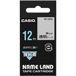 （まとめ） カシオ CASIO ネームランド NAME LAND 強粘着テープ 12mm×5.5m 透明／黒文字 XR-12GX 1個 【×5セット】
