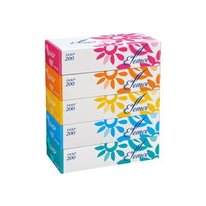 （まとめ） カミ商事 エルモアティシュー 200組／箱 1パック（5箱） 【×10セット】