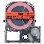 （まとめ） キングジム テプラ PRO テープカートリッジ 12mm 蛍光レッド／黒文字 SK12R 1個 【×5セット】