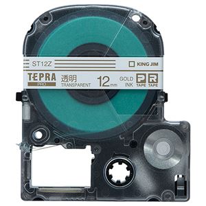 （まとめ） キングジム テプラ PRO テープカートリッジ 12mm 透明／金文字 ST12Z 1個 【×5セット】