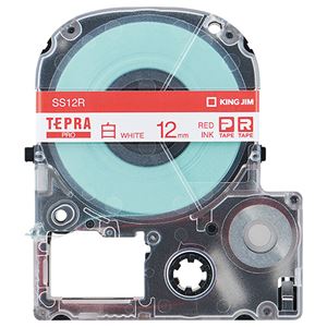 （まとめ） キングジム テプラ PRO テープカートリッジ 12mm 白／赤文字 SS12R 1個 【×5セット】