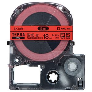 （まとめ） キングジム テプラ PRO テープカートリッジ 18mm 蛍光レッド／黒文字 SK18R 1個 【×4セット】
