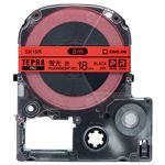 （まとめ） キングジム テプラ PRO テープカートリッジ 18mm 蛍光レッド／黒文字 SK18R 1個 【×4セット】