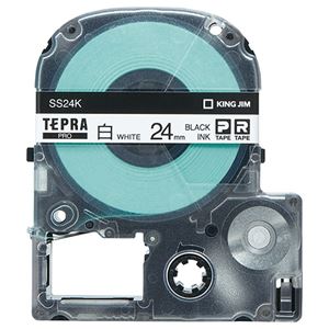（まとめ） キングジム テプラ PRO テープカートリッジ 24mm 白／黒文字 SS24K 1個 【×4セット】