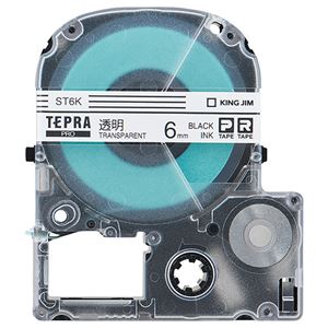 （まとめ） キングジム テプラ PRO テープカートリッジ 6mm 透明／黒文字 ST6K 1個 【×5セット】