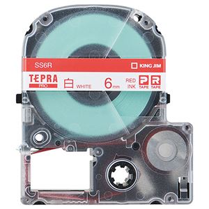 （まとめ） キングジム テプラ PRO テープカートリッジ 6mm 白／赤文字 SS6R 1個 【×5セット】