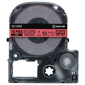 （まとめ） キングジム テプラ PRO テープカートリッジ キレイにはがせるラベル 18mm 赤／黒文字 SC18RE 1個 【×4セット】