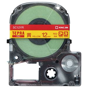 （まとめ） キングジム テプラ PRO テープカートリッジ パステル 12mm 黄／赤文字 SC12YR 1個 【×5セット】