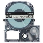 （まとめ） キングジム テプラ PRO テープカートリッジ パステル 12mm 灰色／黒文字 SC12H 1個 【×5セット】