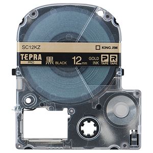 （まとめ） キングジム テプラ PRO テープカートリッジ パステル 12mm 黒／金文字 SC12KZ 1個 【×5セット】