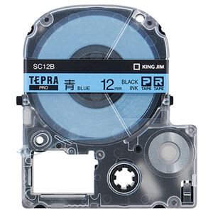 （まとめ） キングジム テプラ PRO テープカートリッジ パステル 12mm 青／黒文字 SC12B 1個 【×5セット】