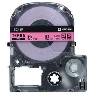 （まとめ） キングジム テプラ PRO テープカートリッジ パステル 18mm ピンク／黒文字 SC18P 1個 【×4セット】
