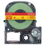 （まとめ） キングジム テプラ PRO テープカートリッジ パステル 18mm 黄／赤文字 SC18YR 1個 【×4セット】