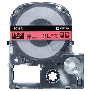 （まとめ） キングジム テプラ PRO テープカートリッジ パステル 18mm 赤／黒文字 SC18R 1個 【×4セット】