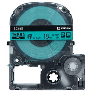 （まとめ） キングジム テプラ PRO テープカートリッジ パステル 18mm 緑／黒文字 SC18G 1個 【×4セット】