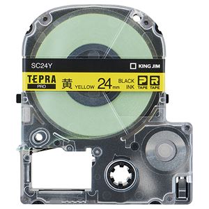 （まとめ） キングジム テプラ PRO テープカートリッジ パステル 24mm 黄／黒文字 SC24Y 1個 【×4セット】