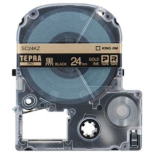 （まとめ） キングジム テプラ PRO テープカートリッジ パステル 24mm 黒／金文字 SC24KZ 1個 【×4セット】