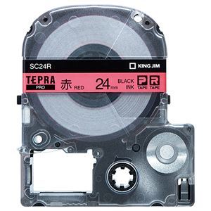 （まとめ） キングジム テプラ PRO テープカートリッジ パステル 24mm 赤／黒文字 SC24R 1個 【×4セット】