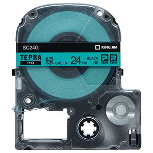 （まとめ） キングジム テプラ PRO テープカートリッジ パステル 24mm 緑／黒文字 SC24G 1個 【×4セット】
