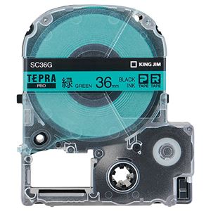 （まとめ） キングジム テプラ PRO テープカートリッジ パステル 36mm 緑／黒文字 SC36G 1個 【×2セット】