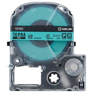 （まとめ） キングジム テプラ PRO テープカートリッジ パステル 6mm 緑／黒文字 SC6G 1個 【×5セット】