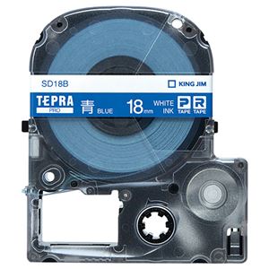 （まとめ） キングジム テプラ PRO テープカートリッジ ビビッド 18mm 青／白文字 SD18B 1個 【×4セット】
