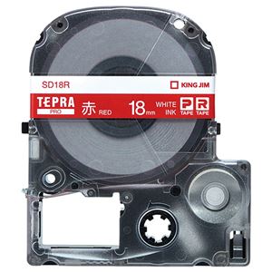 （まとめ） キングジム テプラ PRO テープカートリッジ ビビッド 18mm 赤／白文字 SD18R 1個 【×4セット】
