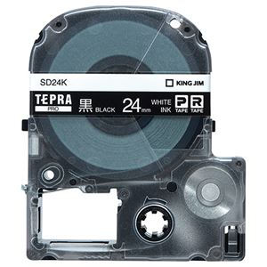 （まとめ） キングジム テプラ PRO テープカートリッジ ビビッド 24mm 黒／白文字 SD24K 1個 【×4セット】