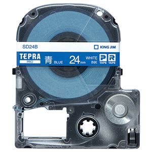 （まとめ） キングジム テプラ PRO テープカートリッジ ビビッド 24mm 青／白文字 SD24B 1個 【×4セット】