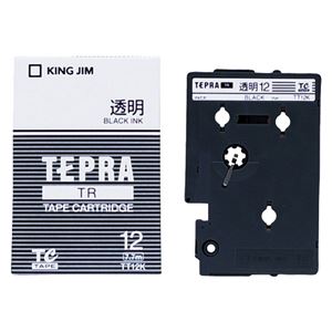 （まとめ） キングジム テプラ TR テープカートリッジ 12mm 透明／黒文字 TT12K 1個 【×4セット】