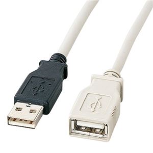 （まとめ） サンワサプライ USB延長ケーブル （A）オス-（A）メス ライトグレー 3m KU-EN3K 1本 【×4セット】