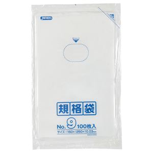 （まとめ） ジャパックス 規格袋 9号 ヨコ150×タテ250×厚み0.03mm K-09 1パック（100枚） 【×30セット】
