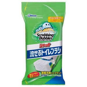 （まとめ） ジョンソン スクラビングバブルシャット 流せるトイレブラシ 付替ブラシ 1パック（12個） 【×10セット】