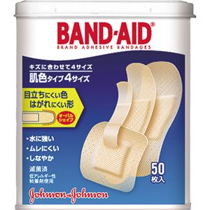 （まとめ） J＆J バンドエイド 肌色タイプ 4サイズ 1箱（50枚） 【×5セット】