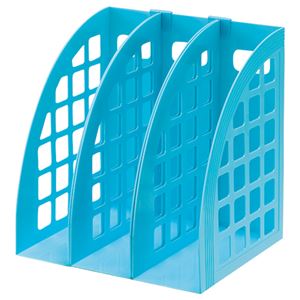 （まとめ） スガタ ファイルボックス A4 ブルー FBXBL 1セット（3個） 【×5セット】