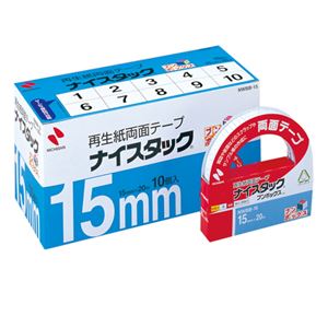 （まとめ） ニチバン ナイスタック 再生紙両面テープ ブンボックス 大巻 15mm×20m NWBB-15 1パック（10巻） 【×2セット】