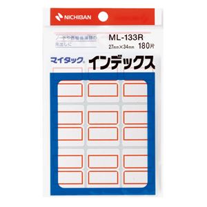 （まとめ） ニチバン マイタック インデックス 紙ラベル 大 27×34mm 赤枠 ML-133R 1パック（180片：9片×20シート） 【×30セット】