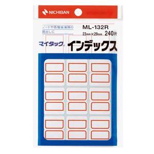 （まとめ） ニチバン マイタック インデックス 紙ラベル 中 23×29mm 赤枠 ML-132R 1パック（240片：12片×20シート） 【×30セット】
