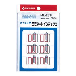 （まとめ） ニチバン マイタック ラミネートインデックス 保護フィルム付 小 18×25mm 赤枠 ML-231R 1パック（160片：16片×10シート） 【×30セット】