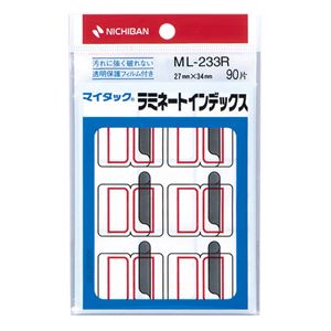 （まとめ） ニチバン マイタック ラミネートインデックス 保護フィルム付 大 27×34mm 赤枠 ML-233R 1パック（90片：9片×10シート） 【×30セット】