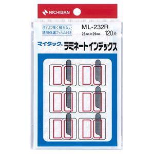 （まとめ） ニチバン マイタック ラミネートインデックス 保護フィルム付 中 23×29mm 赤枠 ML-232R 1パック（120片：12片×10シート） 【×30セット】