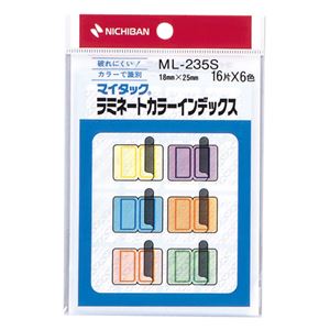 （まとめ） ニチバン マイタック ラミネートカラーインデックス 保護フィルム付 小 18×25mm 6色 ML-235S 1パック（96片：各色16片） 【×40セット】