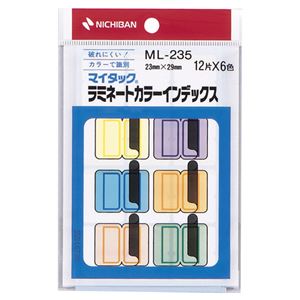 （まとめ） ニチバン マイタック ラミネートカラーインデックス 保護フィルム付 中 23×29mm 6色 ML-235 1パック（72片：各色12片） 【×40セット】