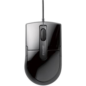 （まとめ） バッファロー 有線BlueLEDマウス 静音 3ボタン Mサイズ ブラック BSMBU26SMBK 1個 【×3セット】