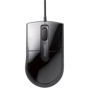（まとめ） バッファロー 有線BlueLEDマウス 静音 3ボタン Sサイズ ブラック BSMBU26SSBK 1個 【×3セット】