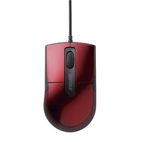 （まとめ） バッファロー 有線BlueLEDマウス 静音 3ボタンSサイズ レッド BSMBU26SSRD 1個 【×3セット】