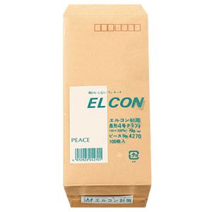 （まとめ） ピース R40再生紙クラフト封筒 テープのり付 長4 70g／m2 〒枠あり 4270 1パック（100枚） 【×10セット】